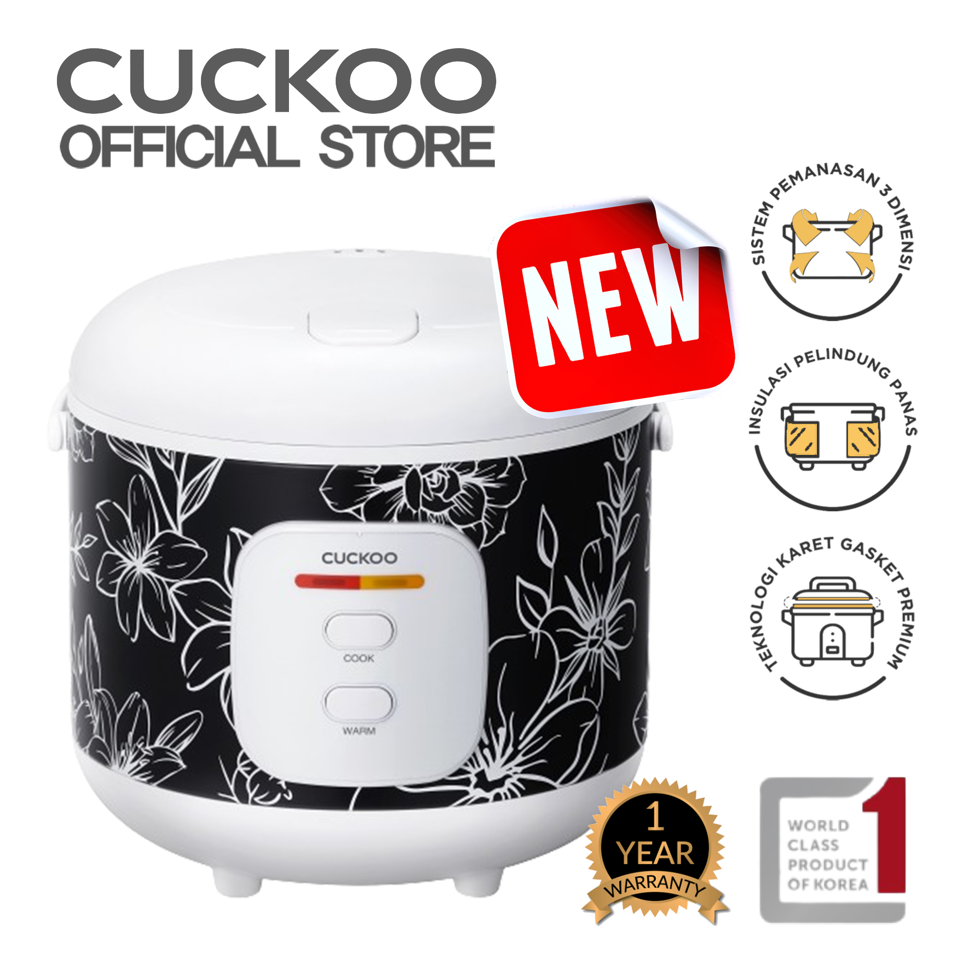 CR-1005 bk CUCKOO Low Watt Mechanical Rice Cooker 1.8 L CR-1005/BKFR Magic Com Penanak Nasi - Image 1